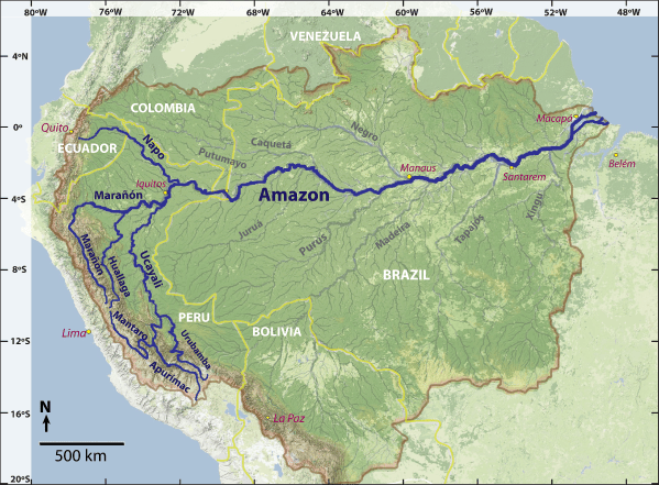 Amazon South America River Map South American Rivers And Lakes Rivers Amazon Basin 