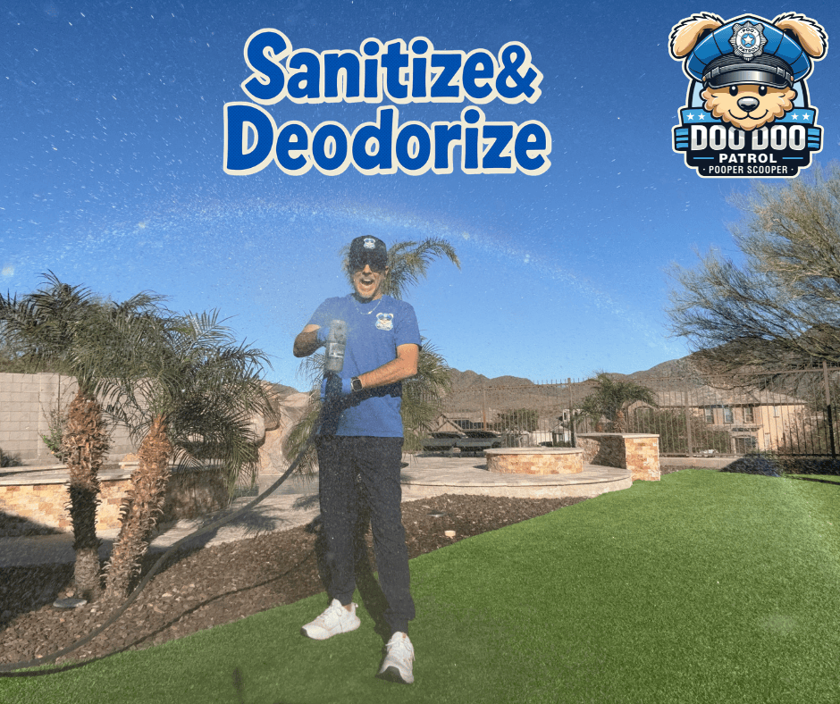 Backyard deodorizing service for high traffic dog areas.