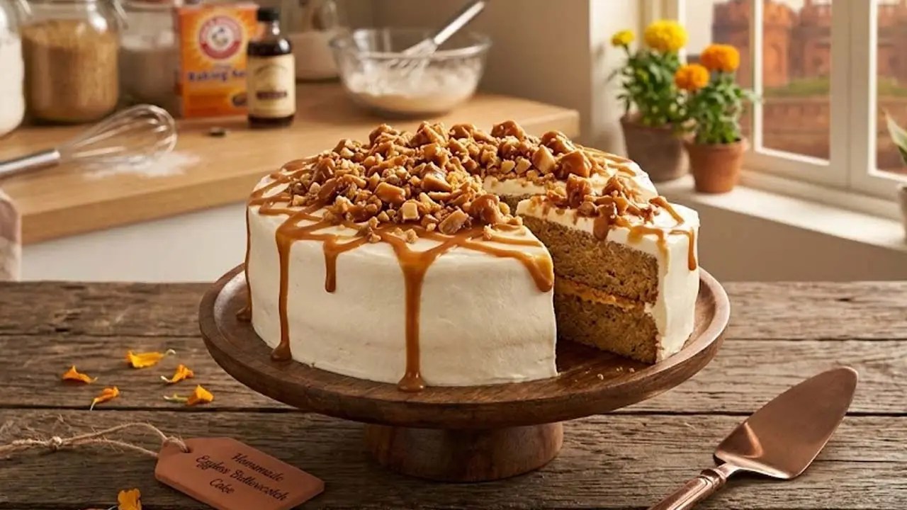 Eggless Butterscotch Cake