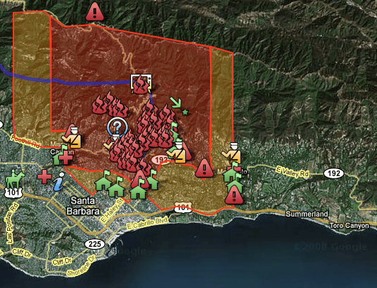 Dorion Montecito Tea Fire Links Nov 08 Tea Fire Map 