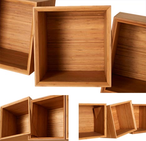 Twisted Wooden Boxes Work As Wall Shelves Bookcases Designs Ideas On Dornob