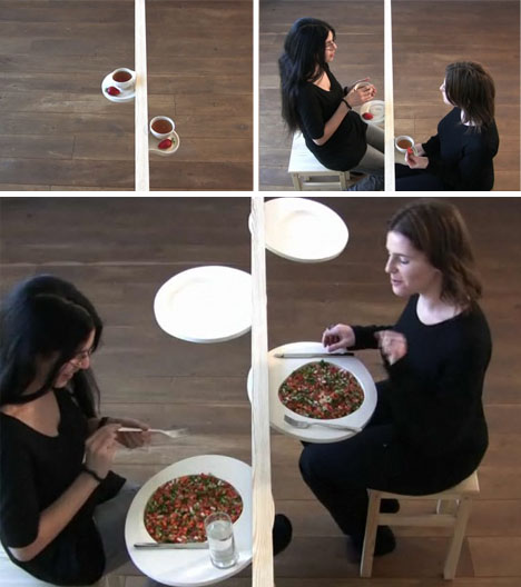 Eating thin: extremely skinny dining room table design