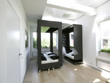 Whether used as an office or a gallery for display. Rolling Modular Room Design Transforms Interior Spaces