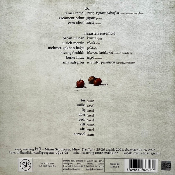 Tamer Temel, Ercüment Orkut, Cem Aksel, Hezarfen Ensemble - Töz II (Plak)