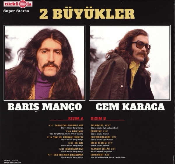 Barış Manço / Cem Karaca - 2 Büyükler (Almanya Türküola Baskı) Plak