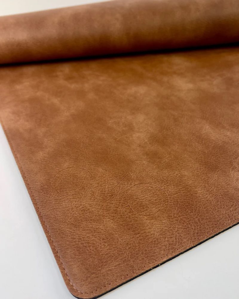 Brown Vegan Leather Mahjong Mat w/ Carrying Bag