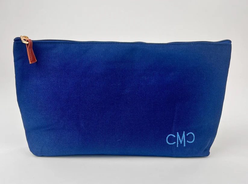 Navy Blue Canvas Tile Bag, Gingham Liner
