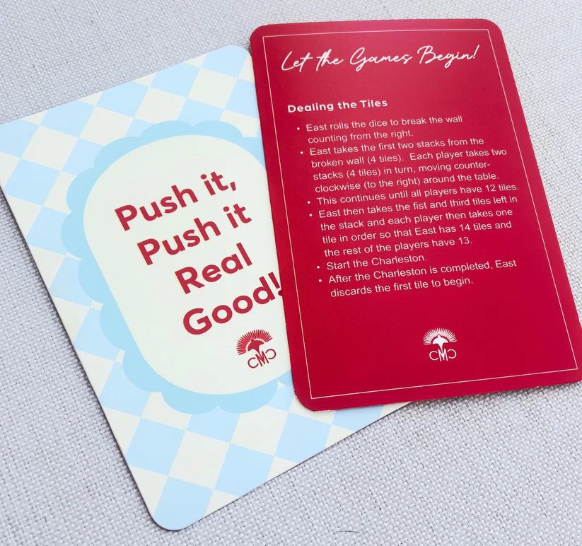 Mahjong Shufflers (set of 2) "Push It Real Good", Red & Light Blue