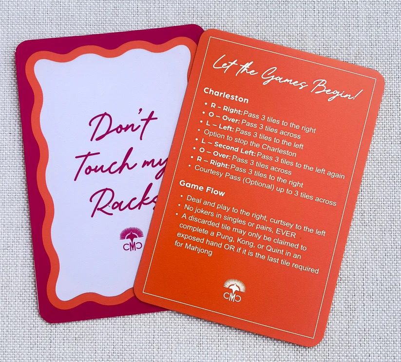 Mahjong Shufflers, "Don't Touch My Racks", Hot Pink & Orange