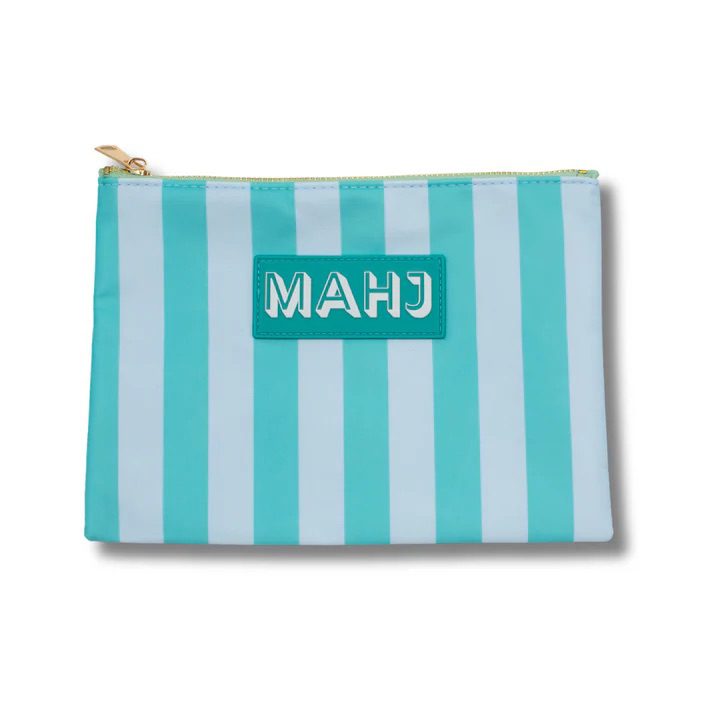 Premium Mahjong Card & Accessory Bag – Stripes- Green & Blue Card & Accessory Bag