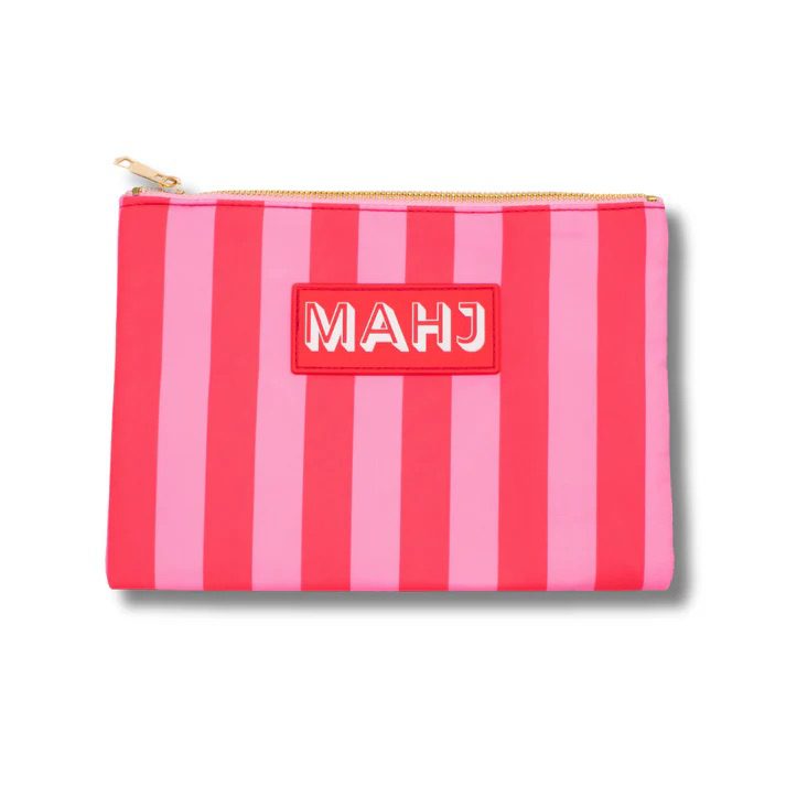 Premium Mahjong Card & Accessory Bag – Stripes- Pink & Red Card & Accessory Bag