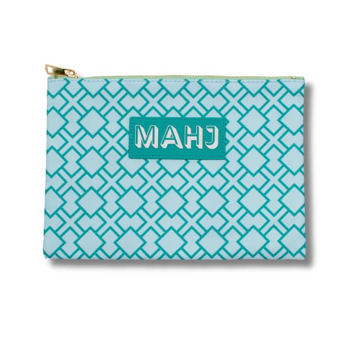 Premium Mahjong Card & Accessory Bag – Geometric- Green Card & Accessory Bag