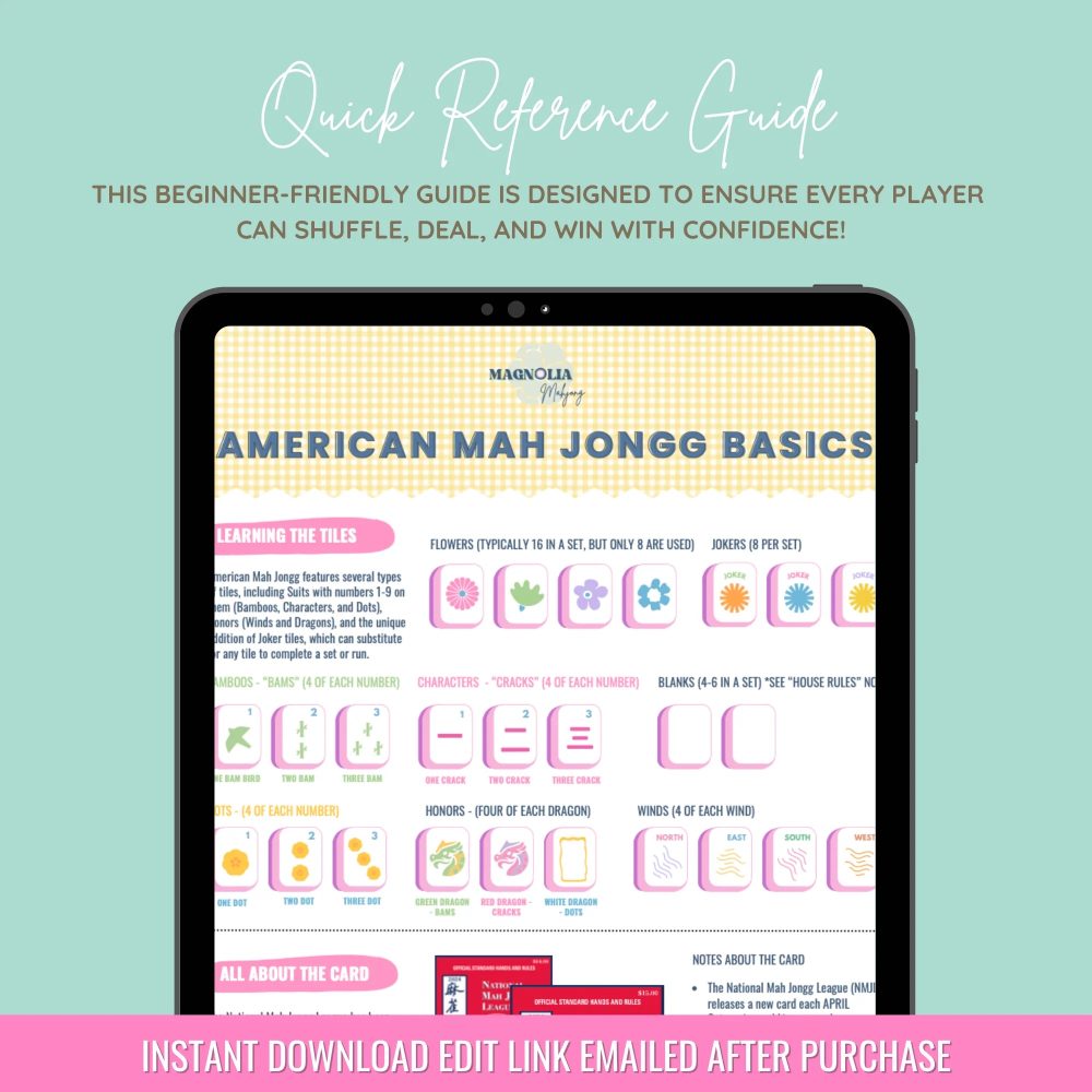 Quick Visual Reference Guide to American Mahjong for Beginners