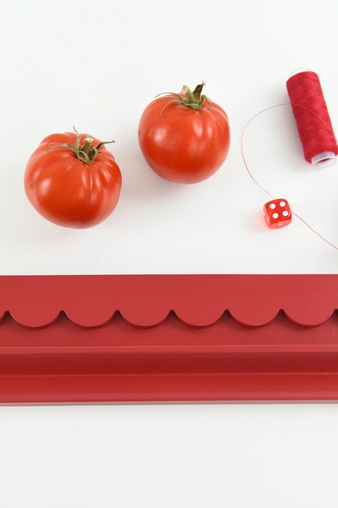 Painted Red Mahjong Racks 20" with Scallop Pushers