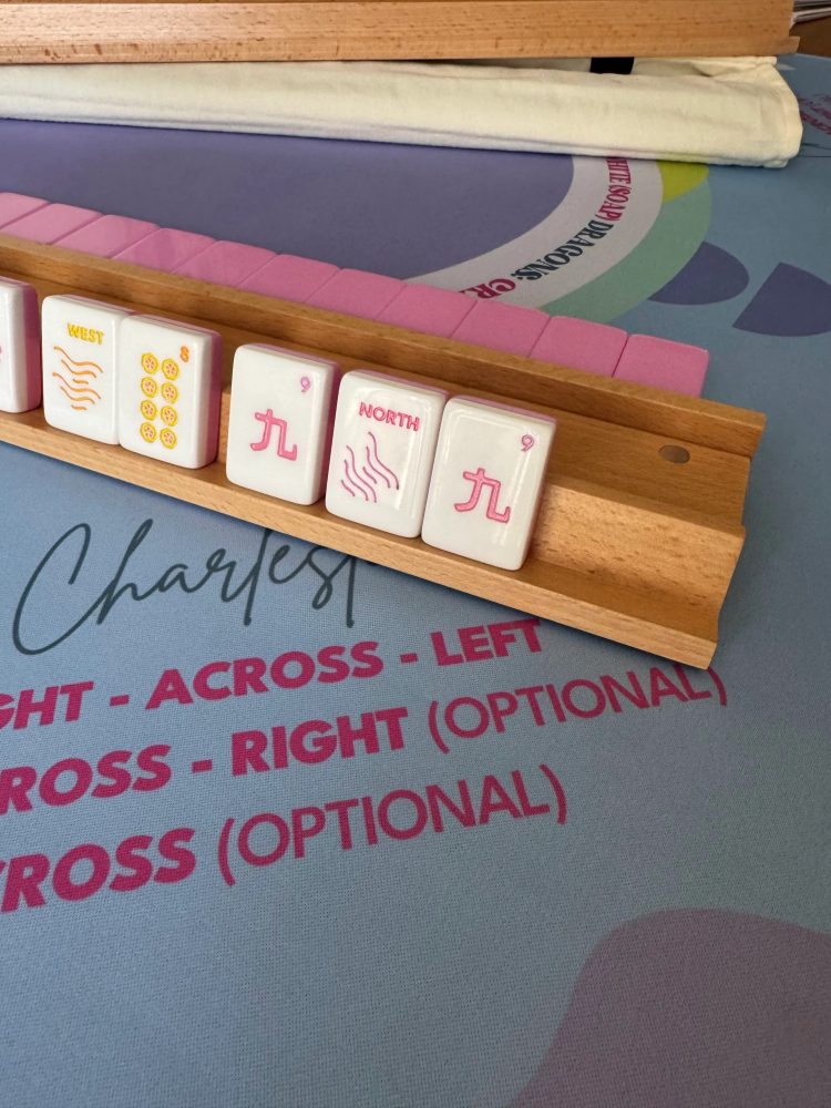 Natural Wood Mahjong Magnetic Rack + Pusher (20" Long)