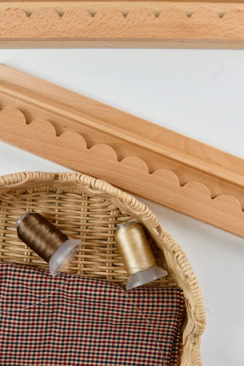 Natural Wood Scalloped Wooden Mahjong Racks