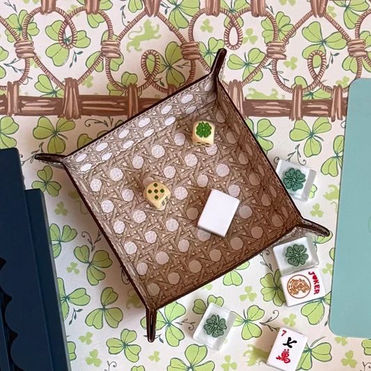 Small Leather Snap Tray, CANNAGE BLONDE