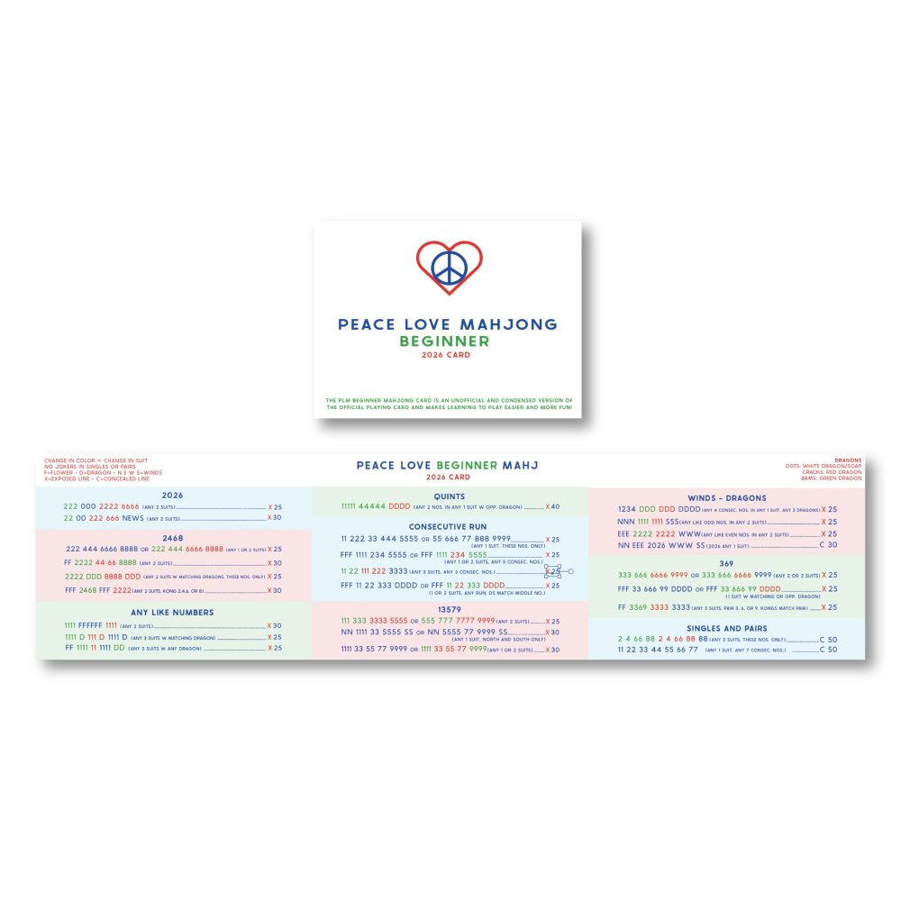 2026 mahjong card by Peace Love Mahjong
