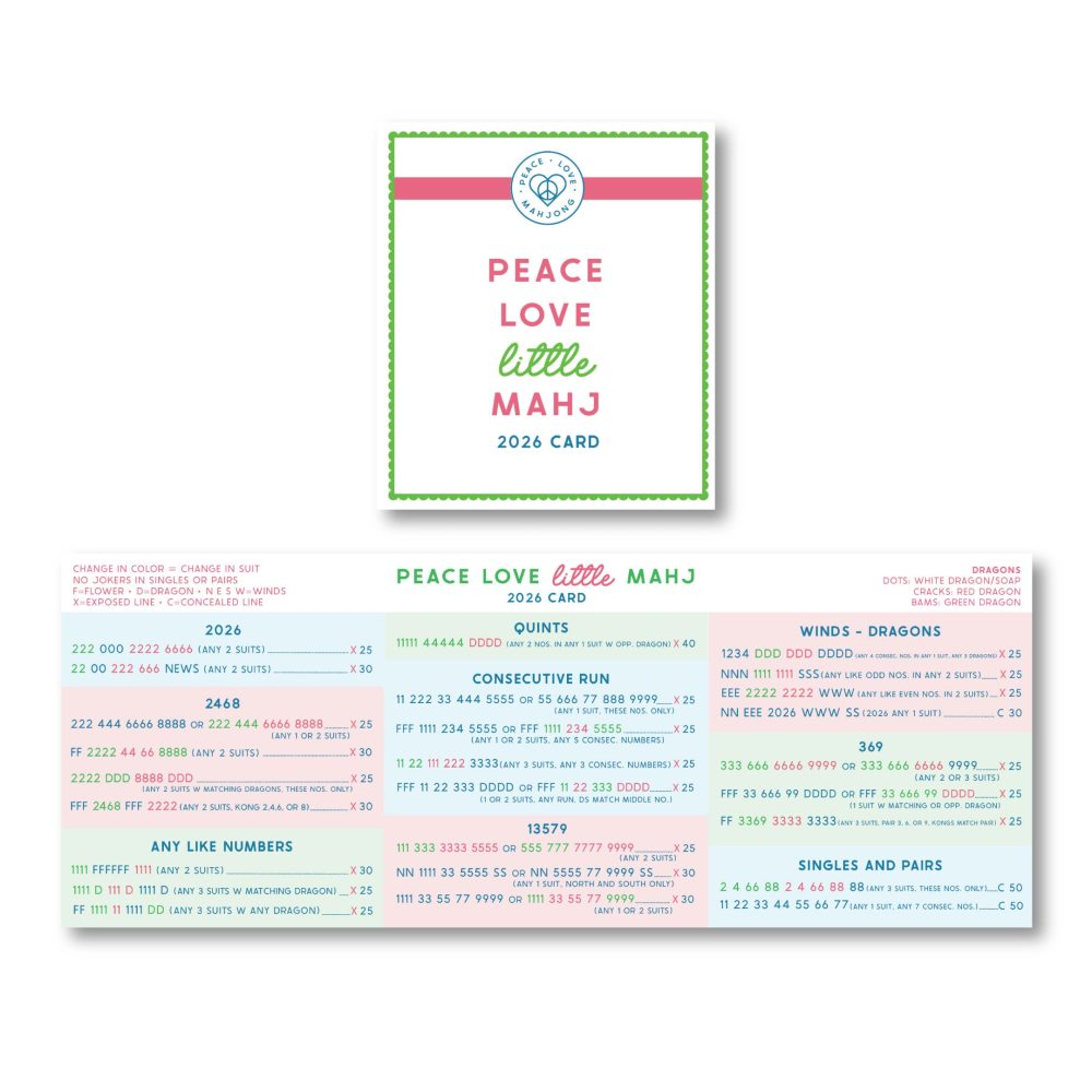 2026 mahjong card by Peace Love Mahjong