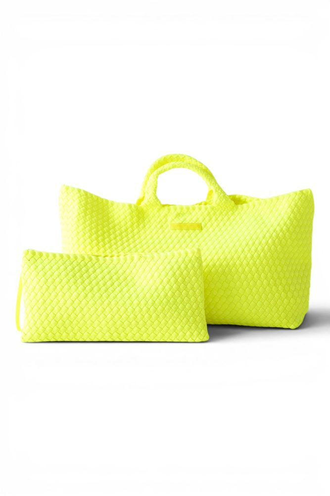 Mahjong Bag - Woven Carryall with Matching Tile Pouch - Chartreuse