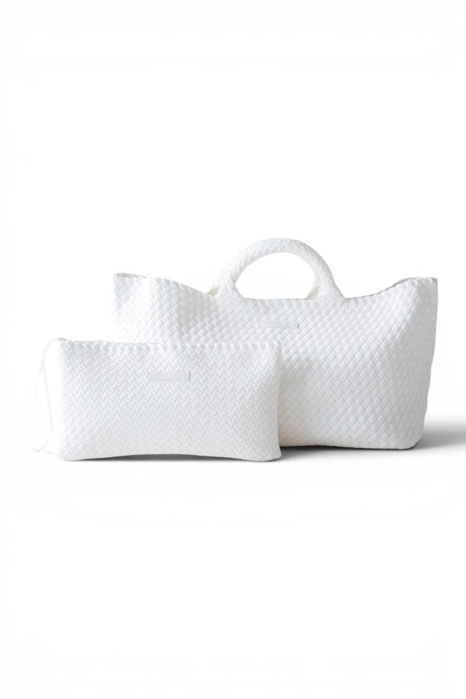 Mahjong Bag - Woven Carryall with Matching Tile Pouch - Ivory