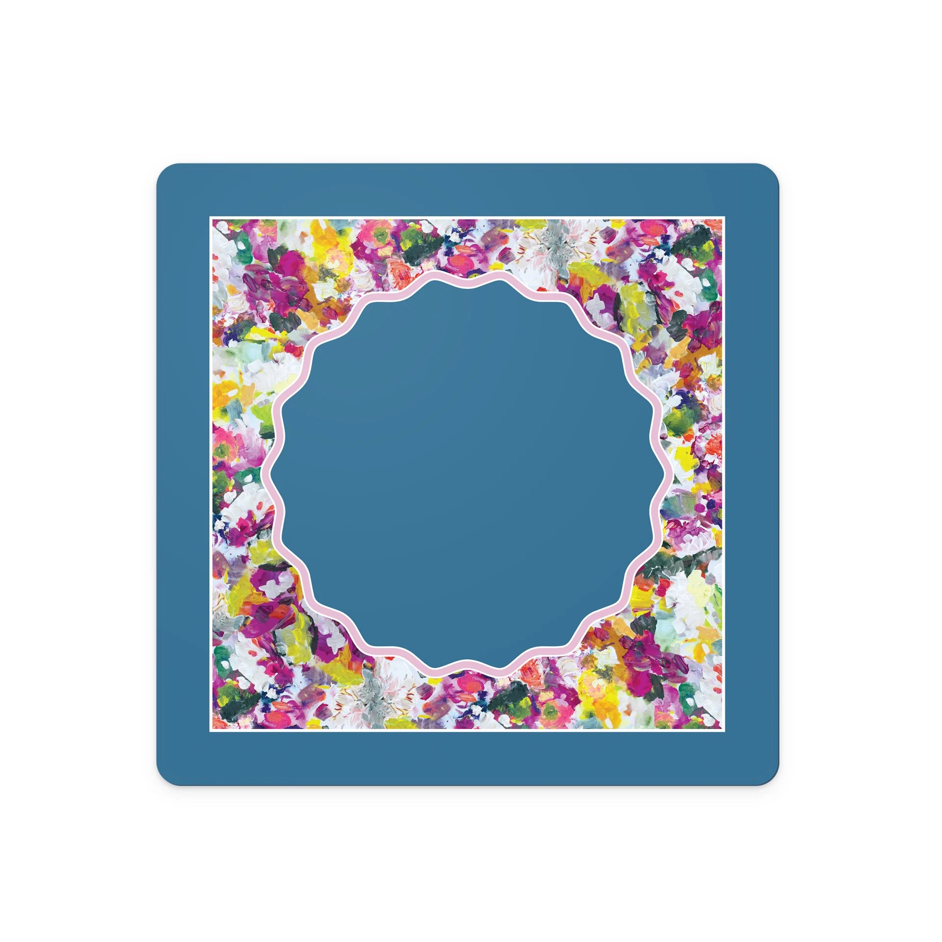 Lucky Hand blue and multicolor floral mahjong mat by Soirée All Day