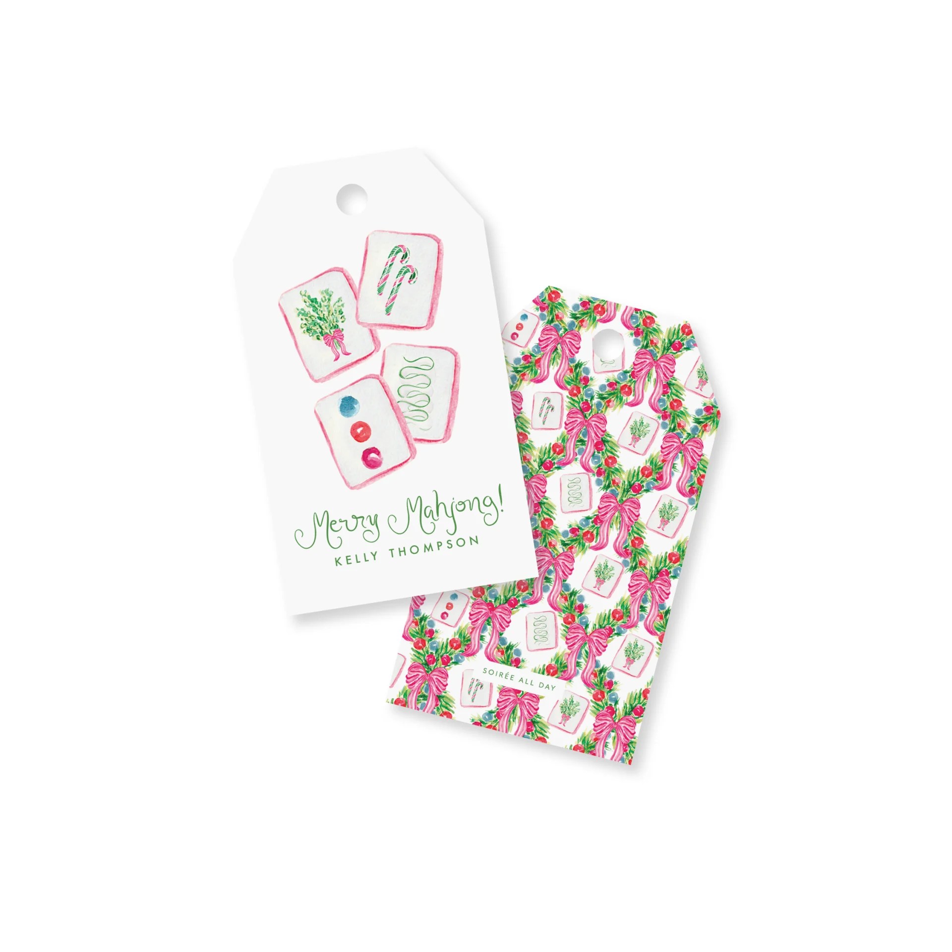 Christmas mahjong gift tags by Soirée All Day Co.