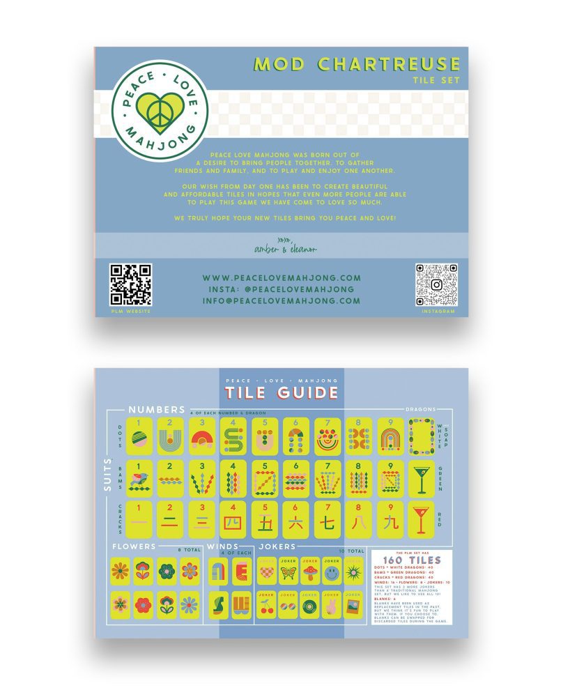 Chartreuse tile guide by Peace Love Mahjong