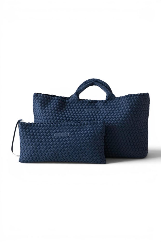 Mahjong Bag - Woven Carryall with Matching Tile Pouch - Navy