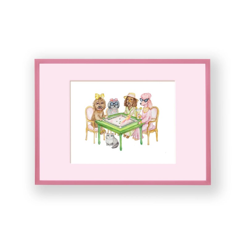 Pets Playing Mahj art print by Soirée All Day