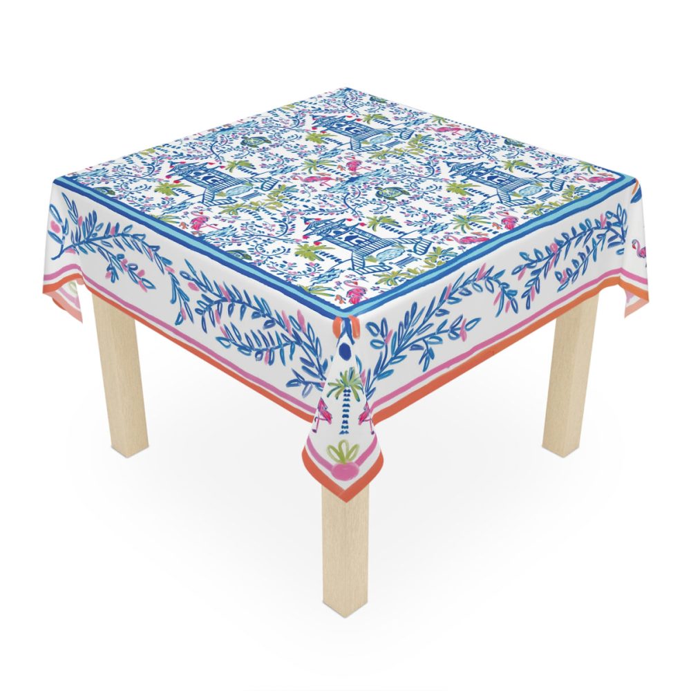 Colorful Chinoiserie II tablecloth by Britt Mills Design