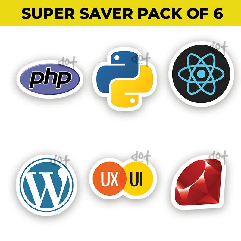 Programming Combo 4 Pack Of 6 Stickers Dot Badges - Download Perfect Light Art | 8K