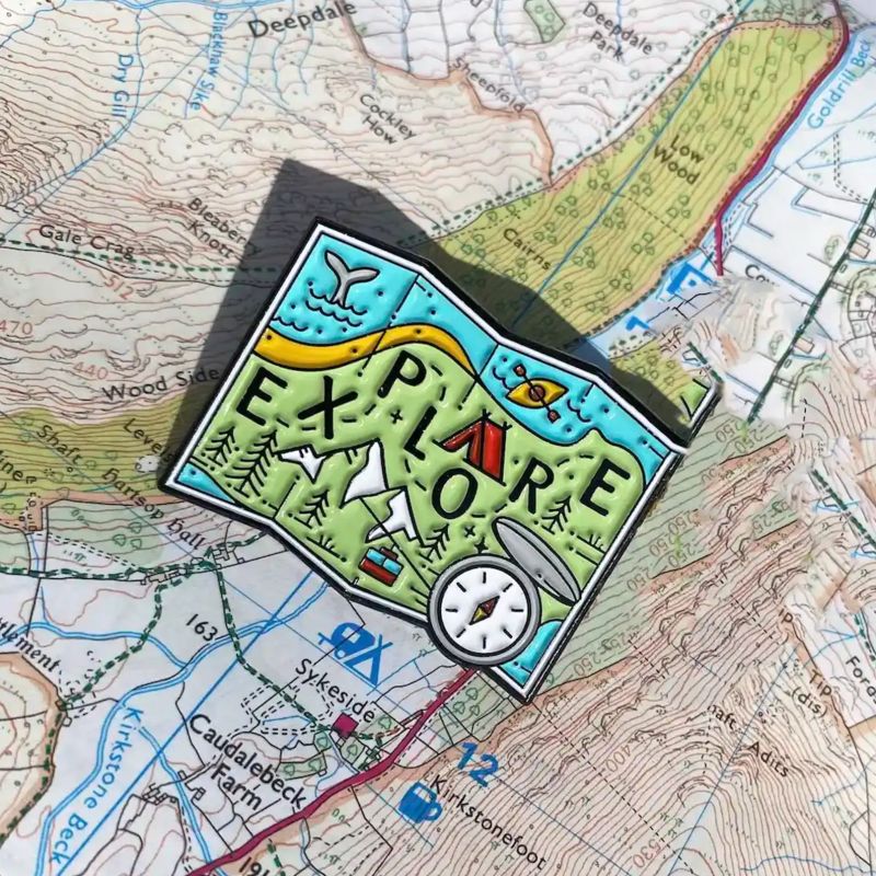 Map Brooch Enamel Pin Dot Badges - Geometric Art Collection - Mobile Quality