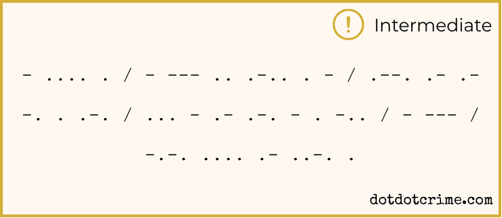Intermediate Morse code puzzle challenge for Case #0004 – Tiny Crimes mystery