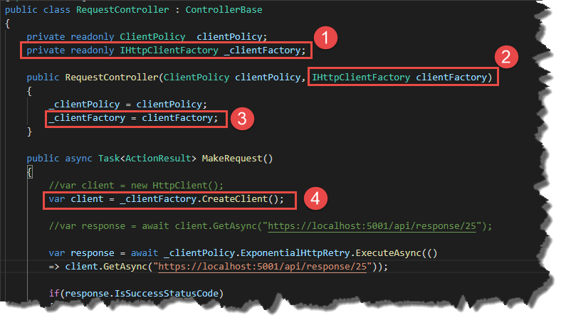 Using the HttpClientFactory