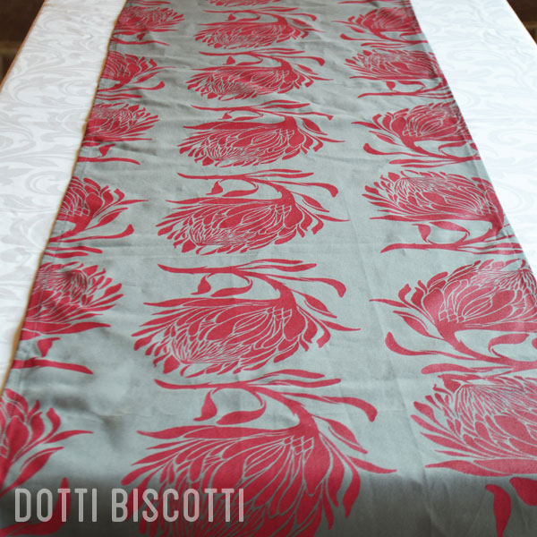 Cerise Protea on Grey (45cm x 210cm ) Available: 14