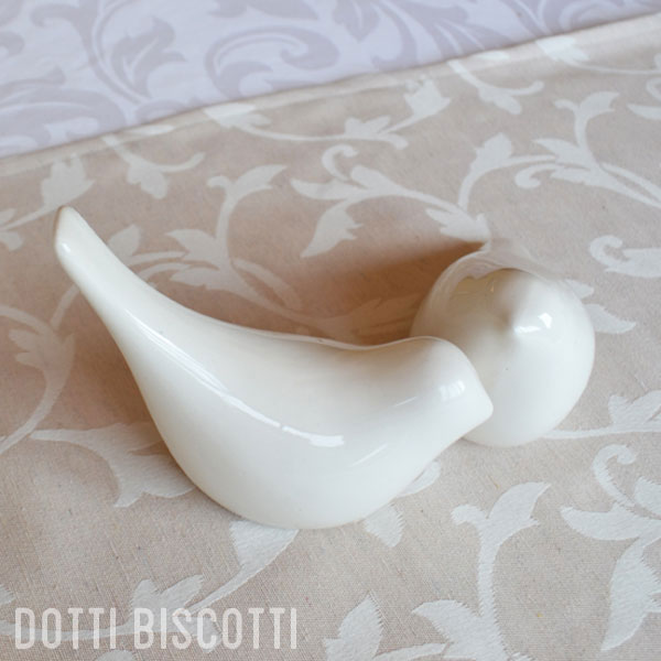 White Ceramic Pair of Birds Available: 20 pairs