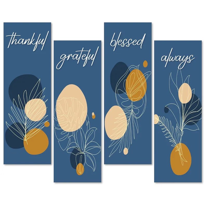 4 PCS Blue Colored Inspirational Art