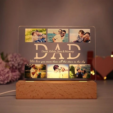 Personalized Dad Led Lamp with Pictures