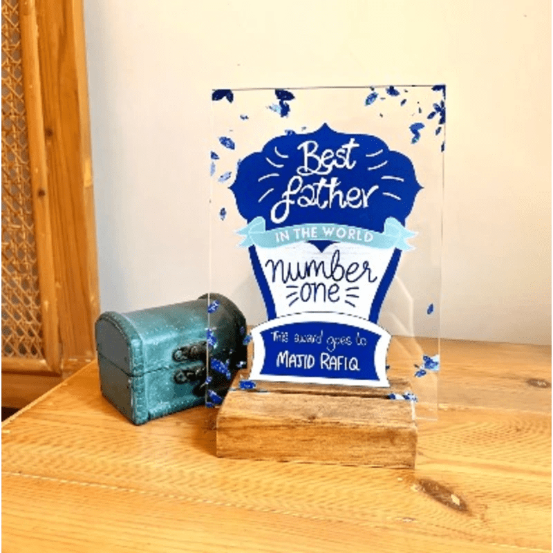 Personalized Fathers Day Acrylic Award Stand
