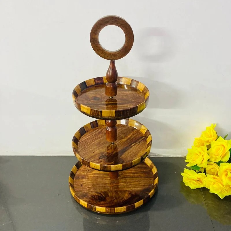 3 Tired Wooden Cake Stand