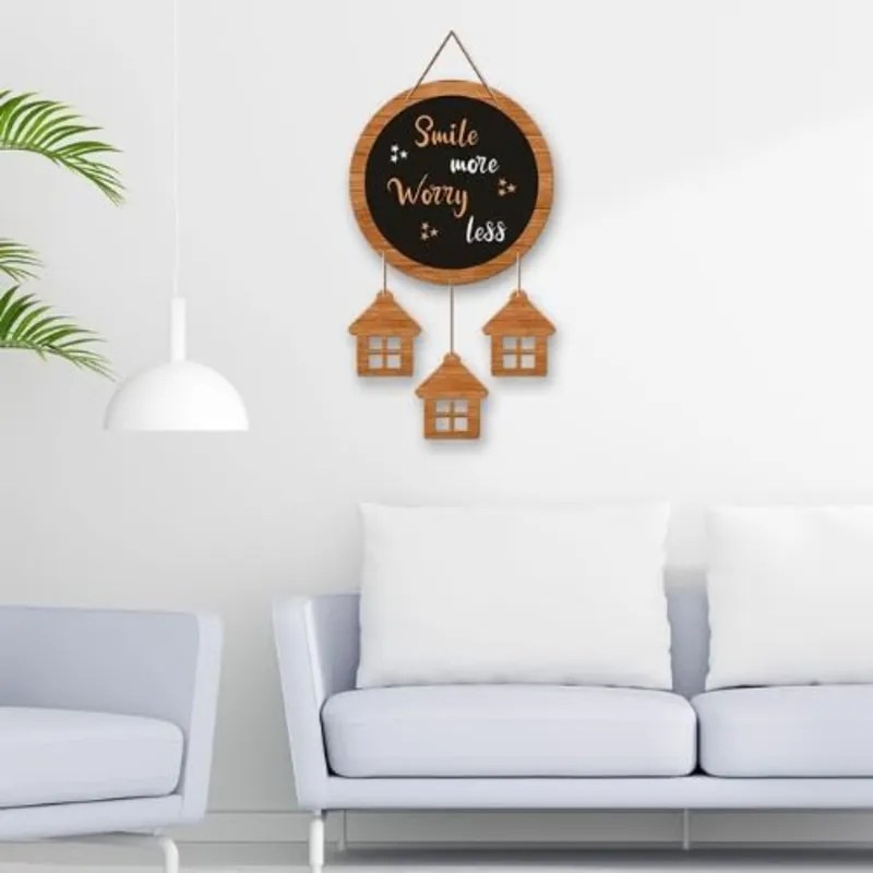 Smile More Wooden Wall Hanging