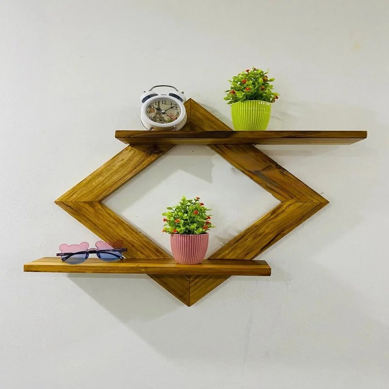 Diamond Shape Wooden Shelf