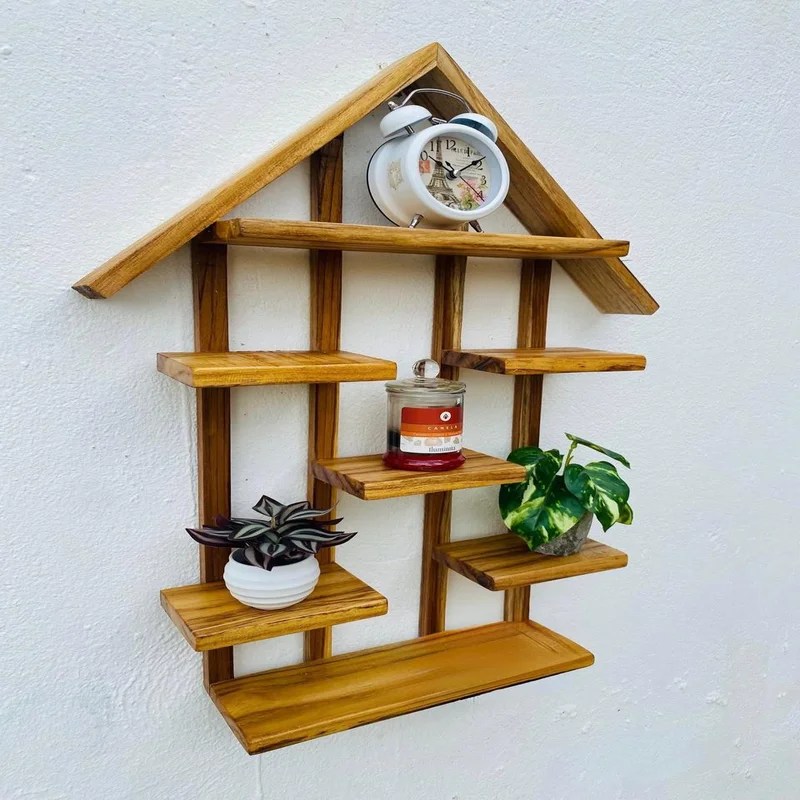 House Shaped Large Wooden Shelf