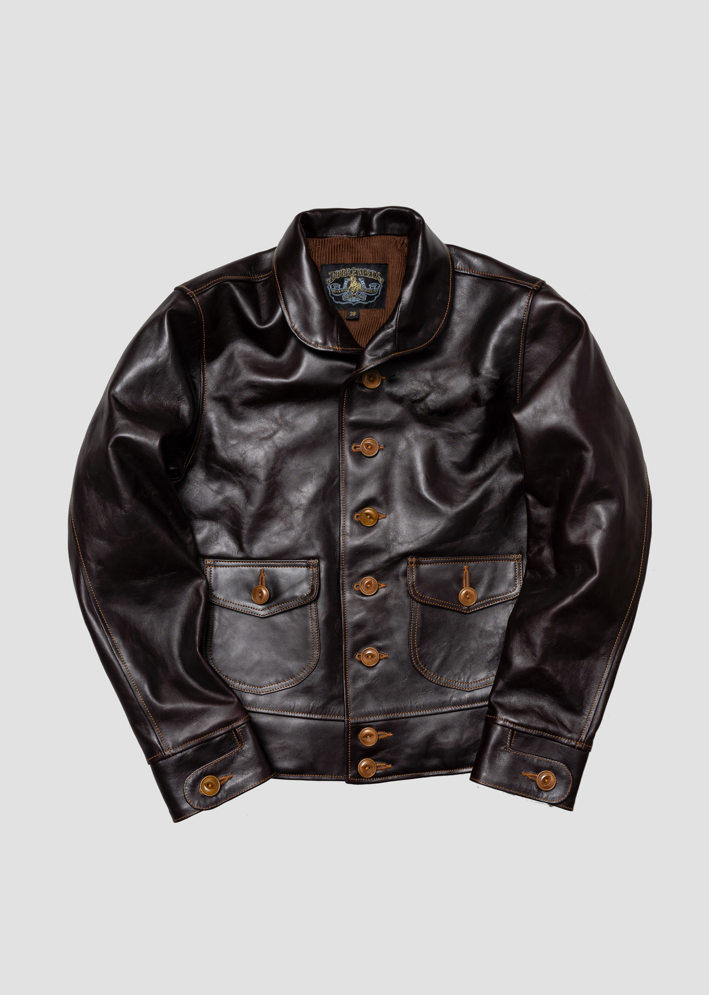 値下　シェラック、ファー付　裏ボア　レザー 44サイズ　N2B　希少 Classic 1920s Seal Brown - DOUBLE HELIX