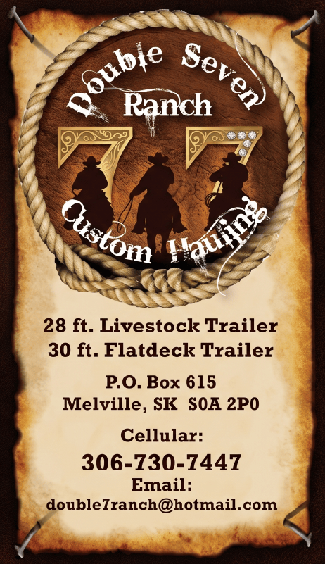 Double Seven Custom Hauling promotional flyer with a parchment paper background and contact information.