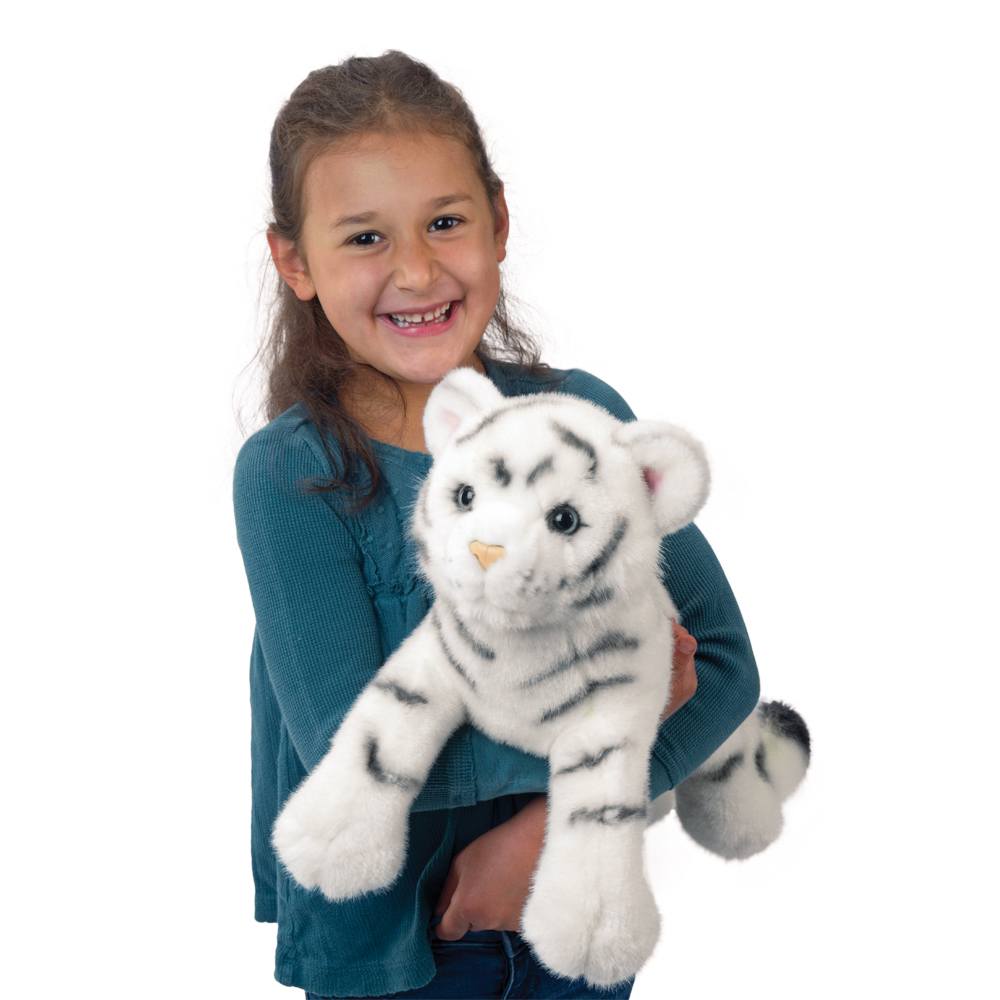 stuffed white tiger with blue eyes