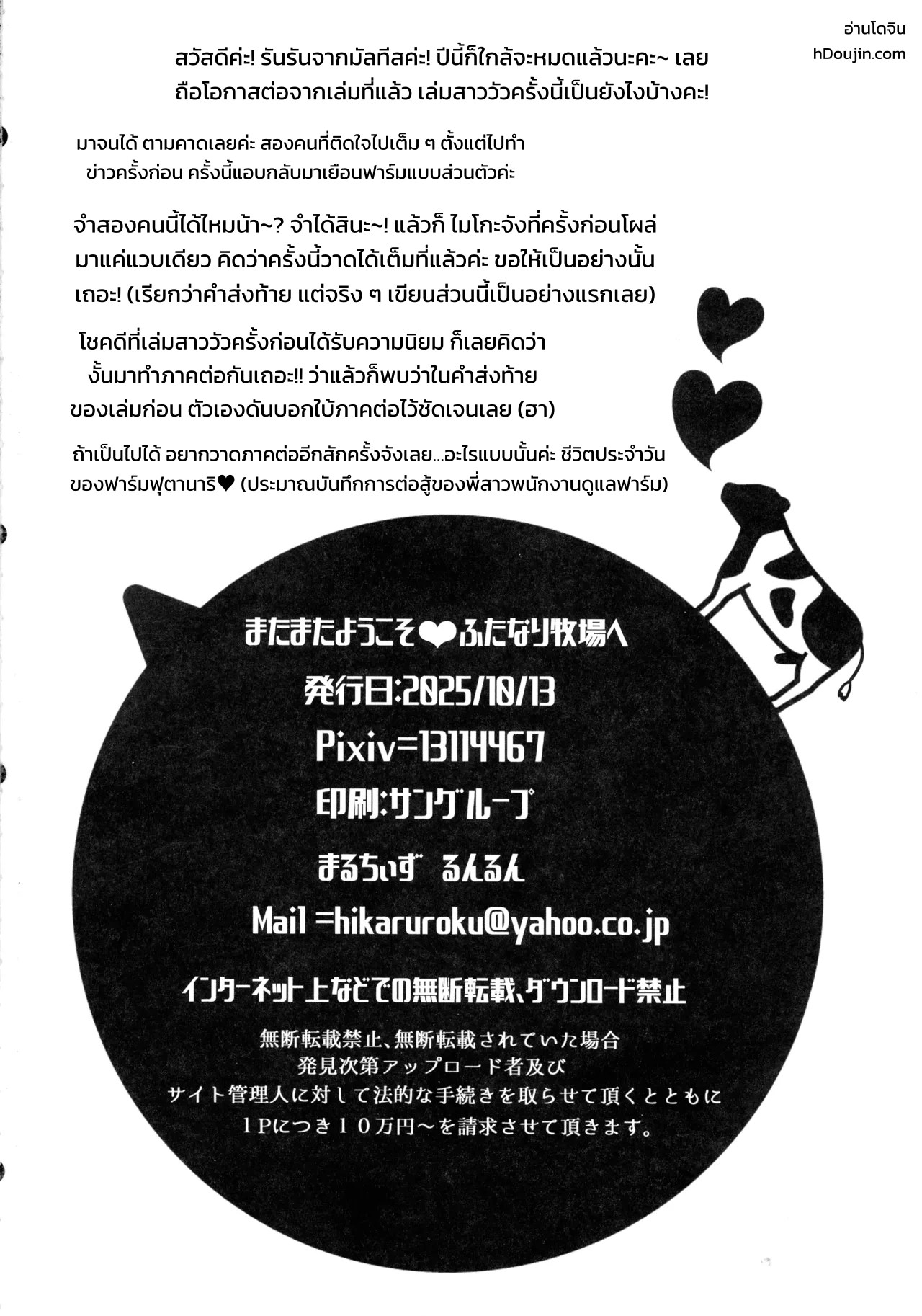 อ่านโดจิน ยินดีต้อนรับอีกครั้งสู่ฟาร์มฟุตานาริ แปลไทย หน้า 29 แนว runrun