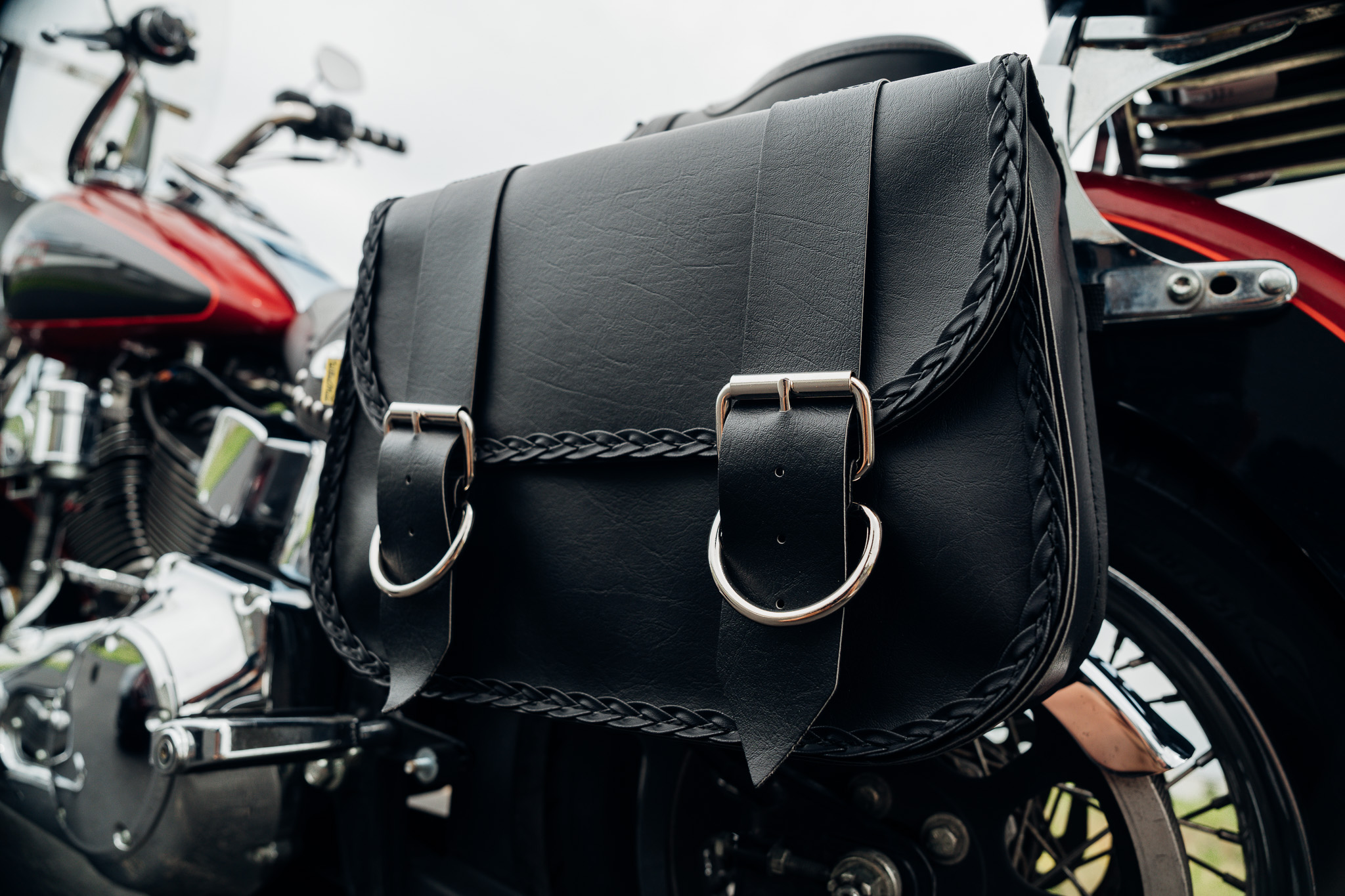 Handcrafted Braided Series Large Straight Motorcycle Saddlebags