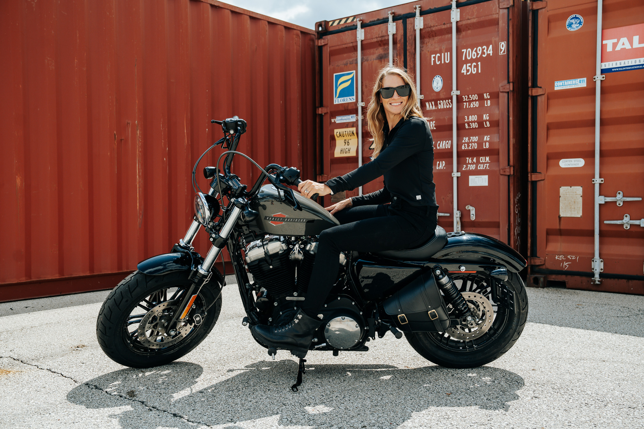 Handcrafted Black Motorcycle Swingarm Bag - Dual Shock